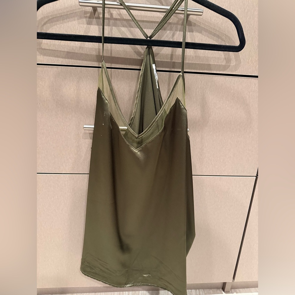Olive Green Satin Cami Top